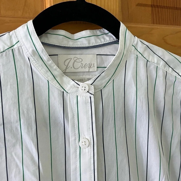 J. Crew Relaxed-fit collarless tunic shirt in striped poplin Popover Size 2 - Picture 2 of 12